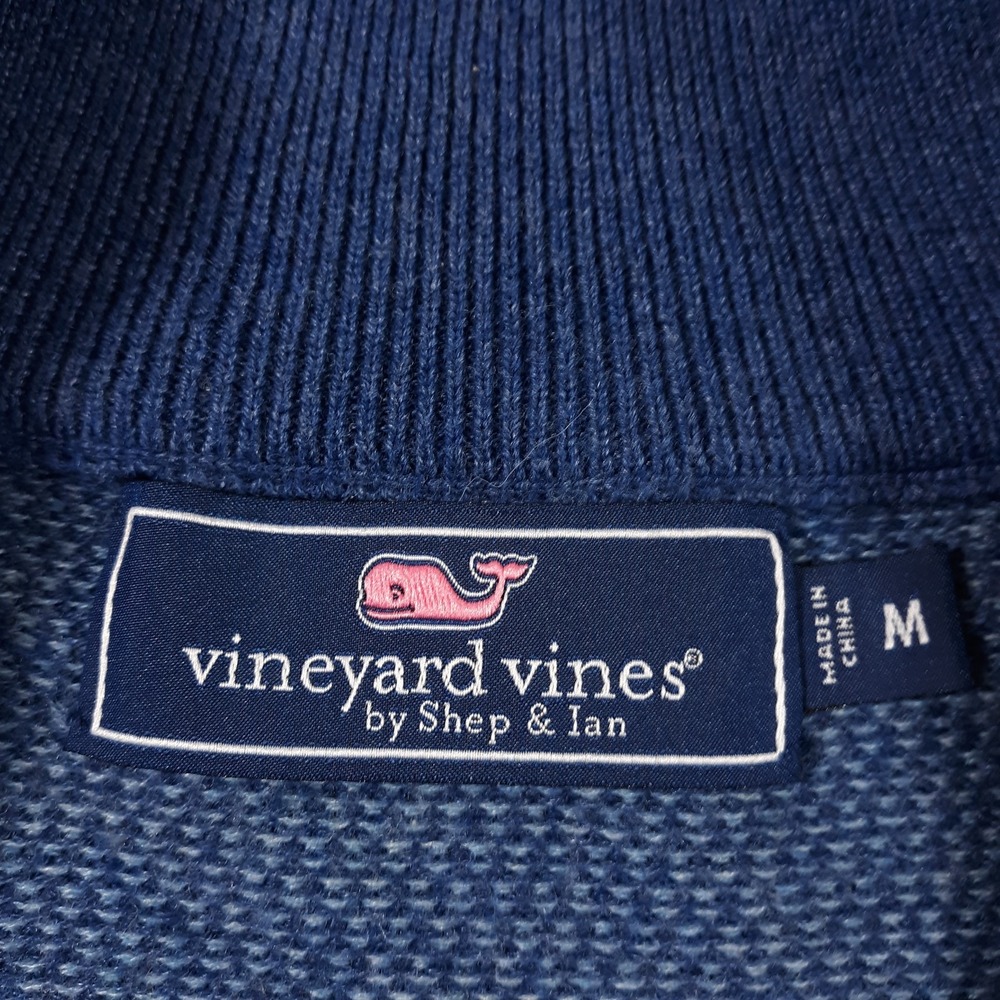 Vineyard Vines Merino Wool Sweater Mens Medium Blue Whale Logo 1/4 Zip Knit - Picture 3 of 11